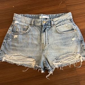ZARA HIGH WAISTED DENIM JEAN SHORTS